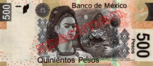 Billet 500 Pesos Mexique MXN Type I verso