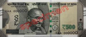 Billet 500 Roupie Inde INR