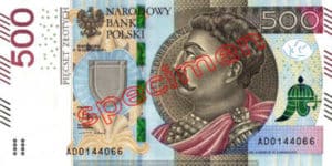 Billet 500 Zloty Pologne PLN Type I recto