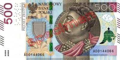 Billet 500 Zloty Pologne PLN Type I recto