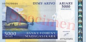 Billet 5000 Ariary Madagascar MGA 2003 recto