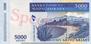 Billet 5000 Ariary Madagascar MGA 2003 verso