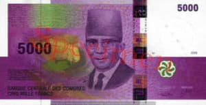 Billet 5000 Francs Comores KMF recto