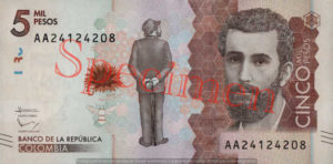 Billet 5000 Pesos Colombie COP 2015 recto