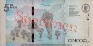 Billet 5000 Pesos Colombie COP 2015 verso