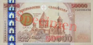 Billet 50000 Dram Armenie AMD 2001 recto