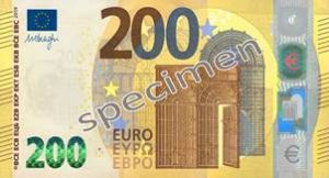 Billet 200 Euros Série Europe 2019