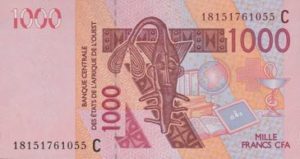 Billet 1000 Francs CFA Afrique Ouest XOF 2018 recto