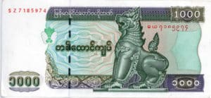 Billet 1000 Kyats Birmans Birmanie Myanmar MMK 2004 recto