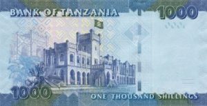 Billet 1000 Shillings Tanzanie TZS verso