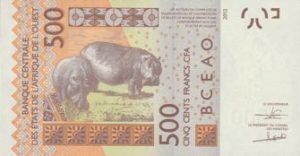 Billet 500 Francs CFA Afrique Ouest XOF 2018 verso
