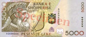 Billet 5000 Leke Albanie ALL recto