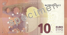 Billet 10 Euros Serie Europe 2019 verso