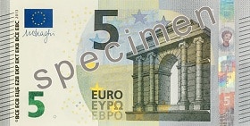 Billet 5 Euros Serie Europe 2019 recto