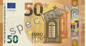 Billet 50 Euros Série Europe 2019 recto