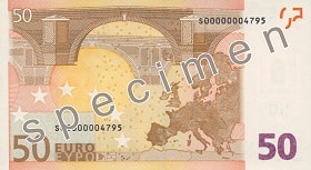 Billet 50 Euros verso