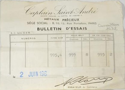 Bulletin d'Essai Caplain Saint-André