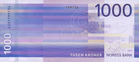 Billet 1000 Couronnes Norvège NOK Serie VIII verso