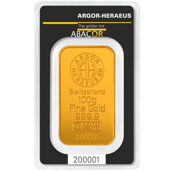 lingot or 100 grammes argor-heraeus