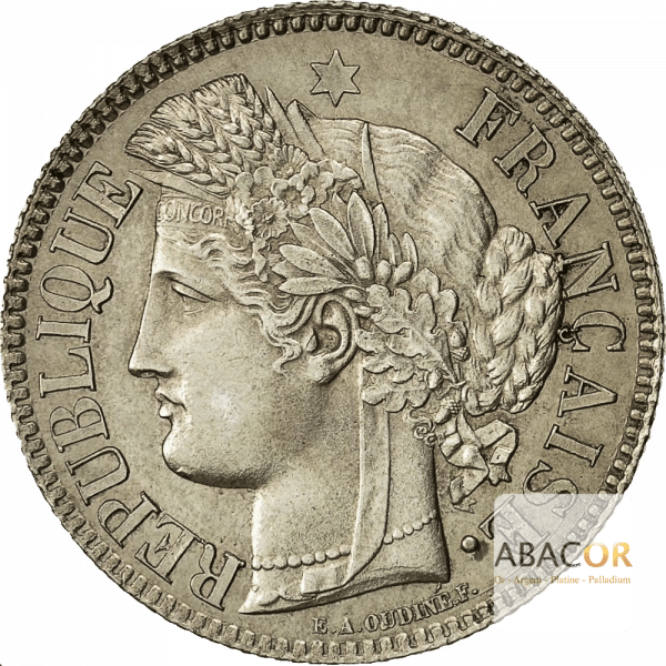 2 Francs Argent Cérès Sans Légende