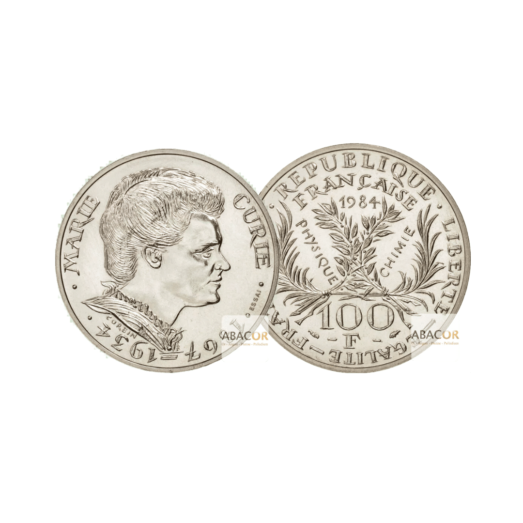 Silver Coin 100 Francs Marie Curie