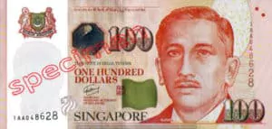 Billet 100 Dollar Singapour SGD 4ème Série IV recto