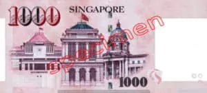 Billet 1000 Dollar Singapour SGD Serie I verso