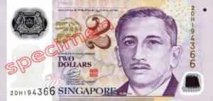 Billet 2 Dollar Singapour SGD 4ème Série IV recto