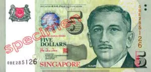 Billet 5 Dollar Singapour SGD 4ème Série IV recto