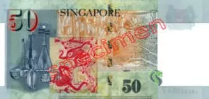 Billet 50 Dollar Singapour SGD 4ème Série IV verso